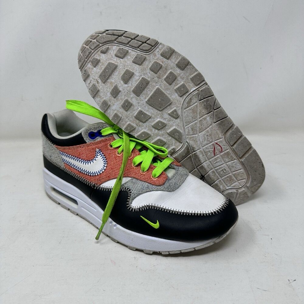 Nike Air Max 1 Recycled Black Game Royal White Shoes CT1643-100 Mens Size 6.5